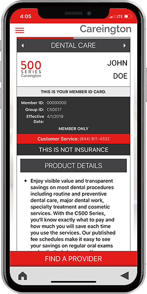 Careington Mobile App Member ID Card